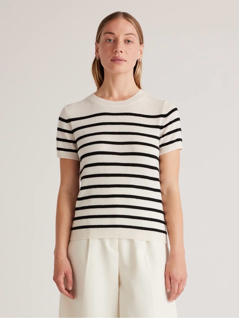 Quince Mongolian Black & Cream Striped Short-Sleeve Tee - Picture 2 of 4